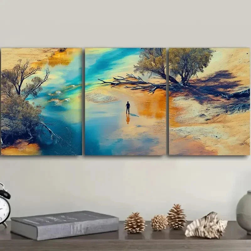 3pcs  Painting, Aerial View of the Sand Wall Art Set Canvas Framed 40x60cm - High Quality Print 100% Australian Made Wall Canvas Ready to Hang