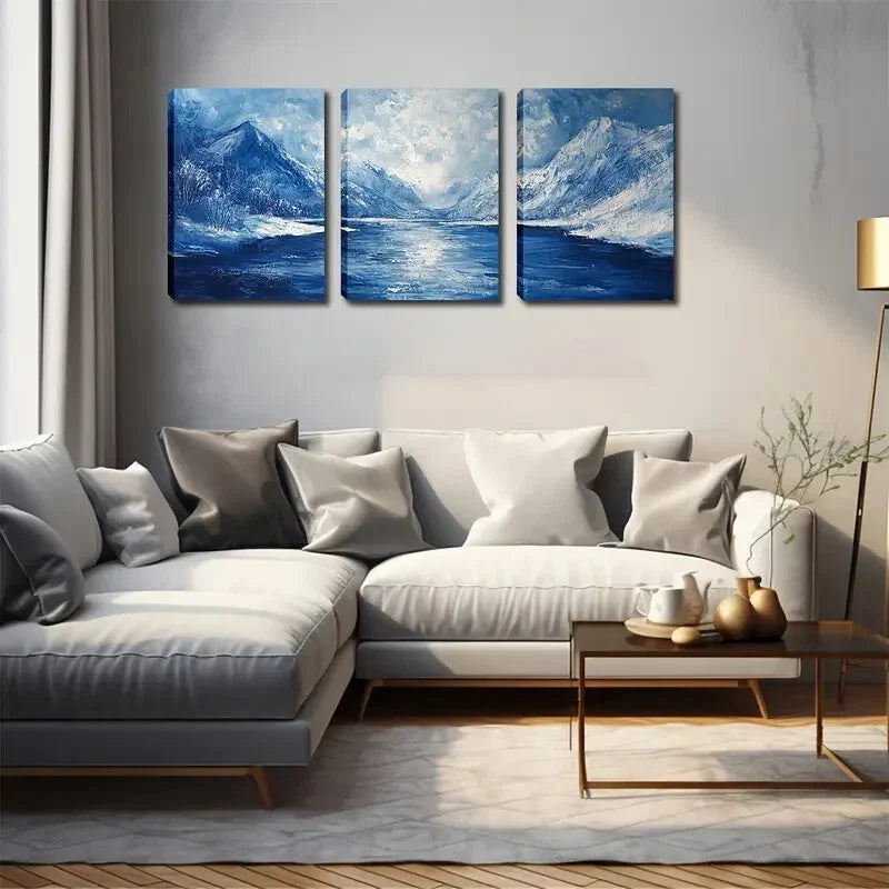 3pcs Immersive, Polar Ice and Snow  Wall Art Set Canvas Framed 40x60cm - High Quality Print 100% Australian Made Wall Canvas Ready to Hang