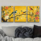 3pcs Tree of Life Adorned with Birds and Flowers Metal Print Ready to Hang Art