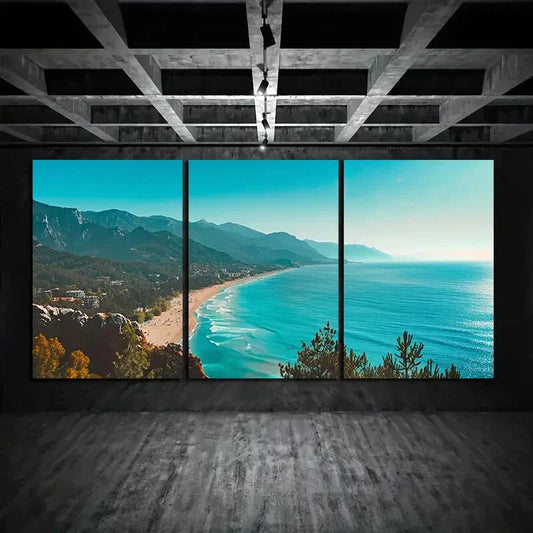 3pcs Coastal Beach Scenery Ocean View Seascape Metal Print Ready to Hang Art