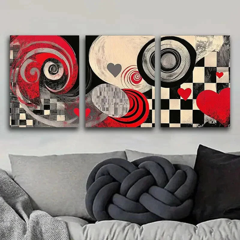 3pcs Art Painting Spiral Of Gray Shadows Metal Print Ready to Hang Art