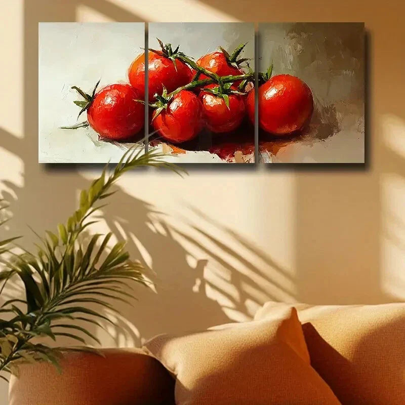 3pcs Delicious Tomato Metal Print Ready to Hang Art