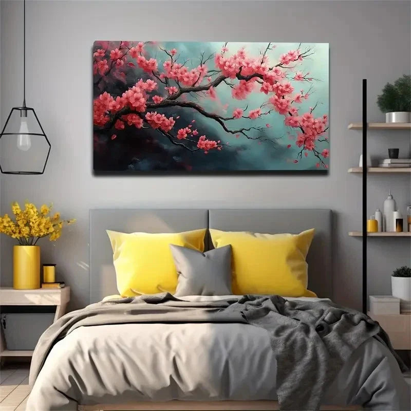 Thick Dark Brown Branches Wall Art Canvas Office Home Room Framed 80x45cm