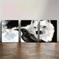 3pcs White Wolf and Black Crow Painting Print Metal Print Ready to Hang Art