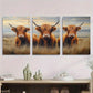 3pcs Highland Cows Rustic Animal Metal Print Ready to Hang Art
