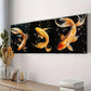 3pcs  Yellow Koi Fish Black Background Wall Art Set Canvas Framed 40x60cm - High Quality Print 100% Australian Made Wall Canvas Ready to Hang