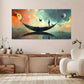 Swing Scene Planets Stars wall canvas office home room framed 120x60cm