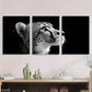 3pcs Black and White Leopard Wildlife Metal Print Ready to Hang Art