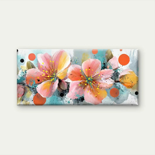 Floral Vibrant Multicolor Wall Art Canvas Office Home Room Framed 80x45cm