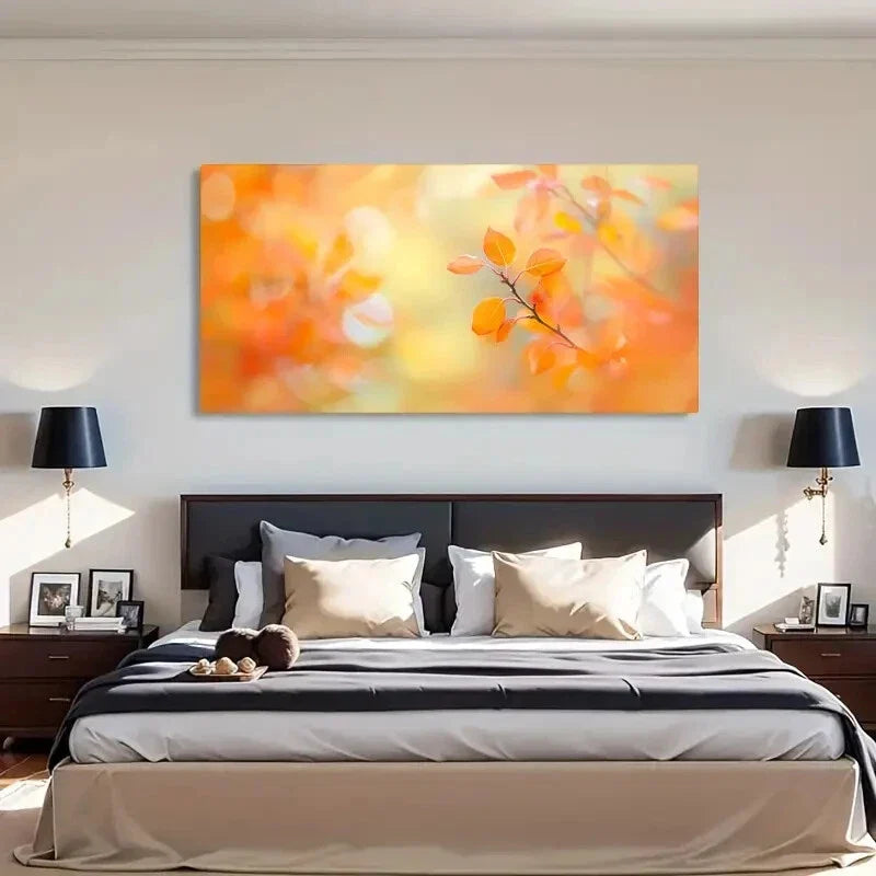 Vibrant Autumn Trees Blur Wall Art Canvas Office Home Room Framed 120x60cm