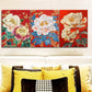 3pcs  Peony flower painting Wall Art Set Canvas Framed 40x60cm - High Quality Print 100% Australian Made Wall Canvas Ready to Hang