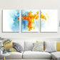 3pcs Orange &BlueModern Abstract Watercolor Floral Metal Print Ready to Hang Art