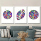 3pcs   Watercolor Rainbow Football Art Metal Print Ready to Hang Art