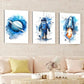 3pcs Modern Cosmic Art Space Rocket Blue & Fire Wall Art Set Canvas Framed 40x60cm - High Quality Print 100% Australian Made Wall Canvas Ready to Hang