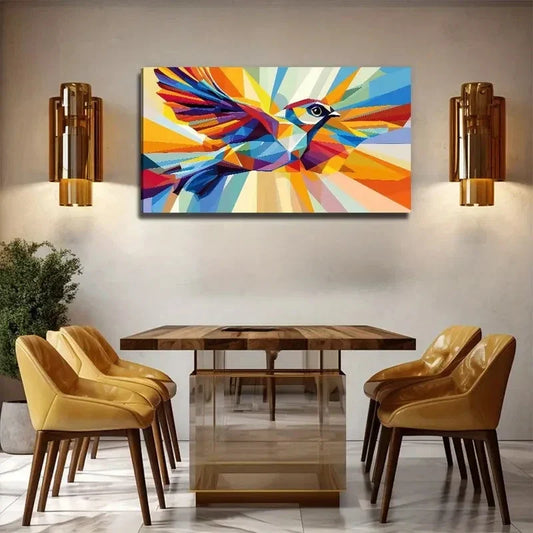 Vibrant Flying Bird Modern Wall Art Canvas Office Home Room Framed 120x60cm