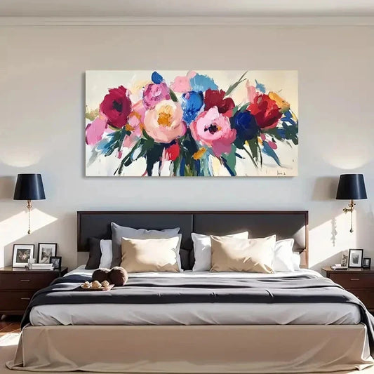 Abstract Floral Multi-Color Wall Art Canvas Office Home Room Framed 120x60cm