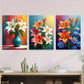 3pcs Vibrant Lily Flower Triptych Modern Classic  Wall Art Set Canvas Framed 40x60cm - High Quality Print 100% Australian Made Wall Canvas Ready to Hang