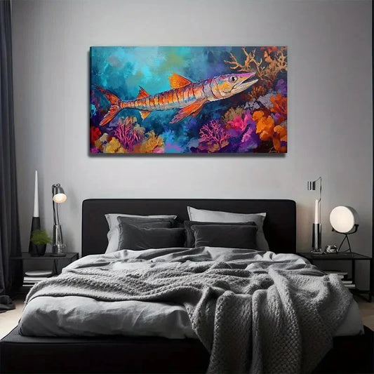 Ocean Big Fish Suitable Wall Art Canvas Office Home Room Framed 120x60cm