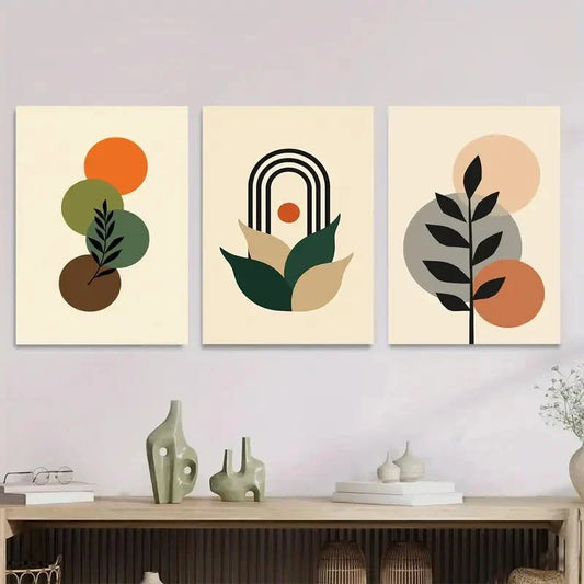 3pcs Modern Abstract Colorful Geometric Metal Print Ready to Hang Art