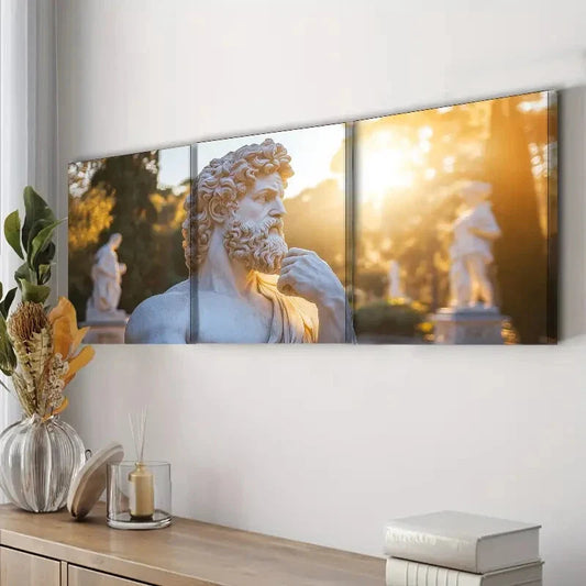 3pcs Marble Statue of Zeus Perfect Greek Décor Wall Art Set Canvas Framed 40x60cm - High Quality Print 100% Australian Made Wall Canvas Ready to Hang