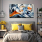 Black Orange Blue & White Wall Art Canvas Office Home Room Framed 120x60cm