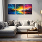 3pcs Colorful Sky And Mountain Wall Art Set Canvas Framed 40x60cm - High Quality Print 100% Australian Made Wall Canvas Ready to Hang