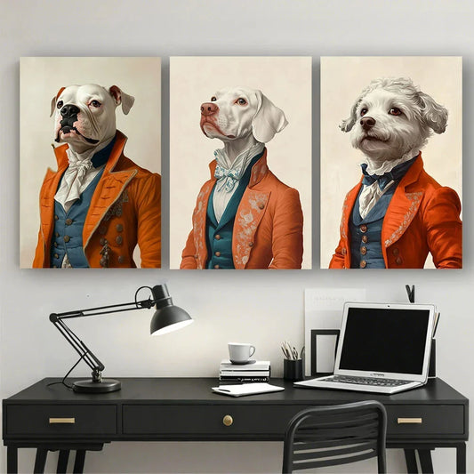 3pcs Modern White Animal Prince Metal Print Ready to Hang Art