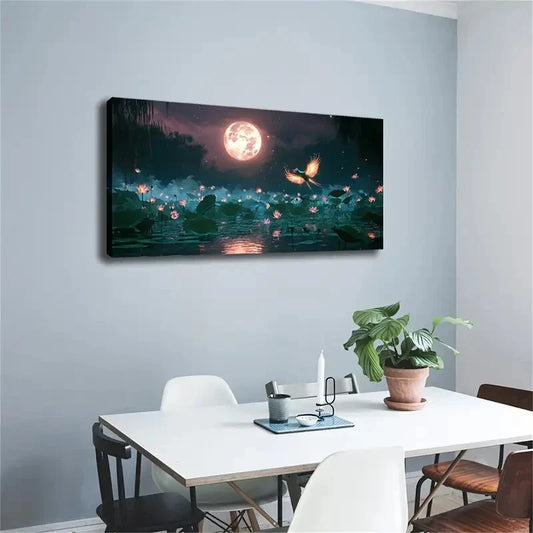 Blooming for Lotus Shimmers Wall Art Canvas Office Home Room Framed 120x60cm