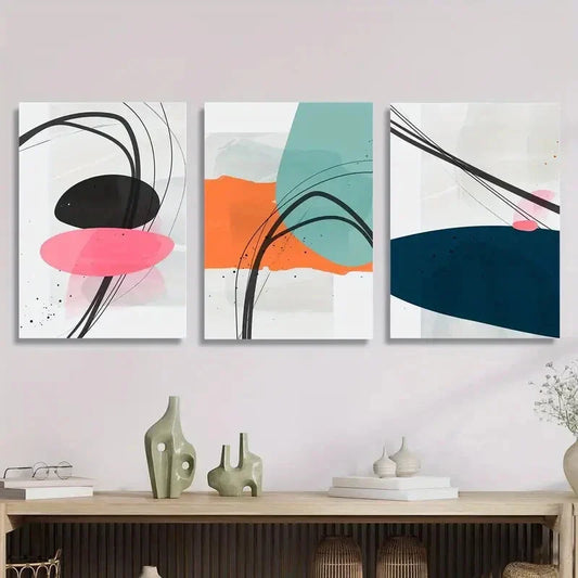 3pcs Art Deco Classic Modern Style Metal Print Ready to Hang Art