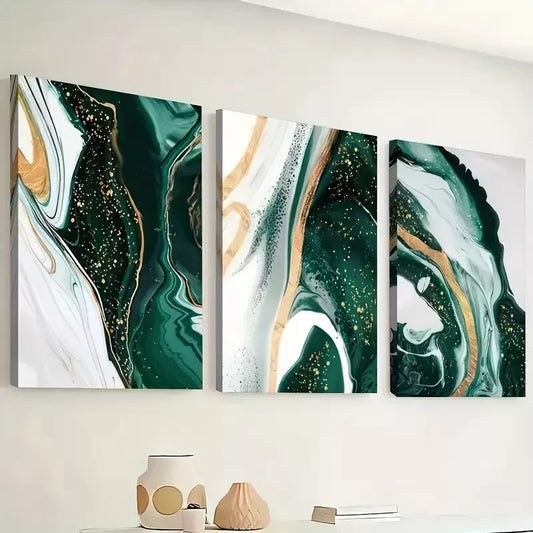 3pcs  Marble Patterned Abstract Ink Wall Art Set Canvas Framed 40x60cm - High Quality Print 100% Australian Made Wall Canvas Ready to Hang