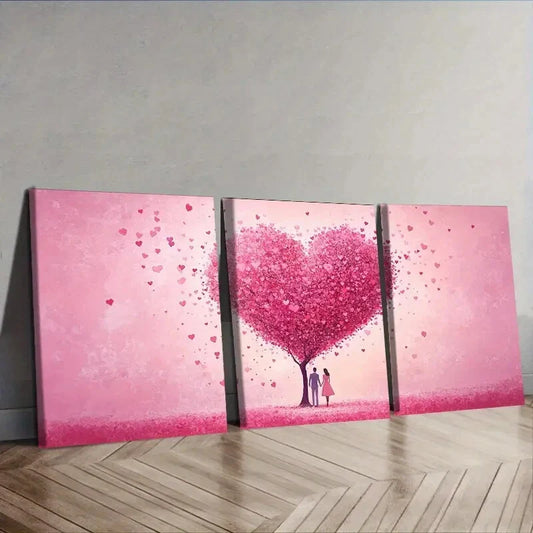 3pcs Featuring Lovers Beneath a Love Tree Wall Art Set Canvas Framed 40x60cm - High Quality Print 100% Australian Made Wall Canvas Ready to Hang