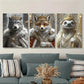 3pcs wolf king, fox king and sloth, king Metal Print Ready to Hang Art
