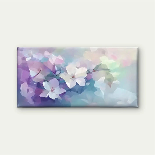 Abstract Floral Blue Pink Wall Art Canvas Office Home Room Framed 80x45cm