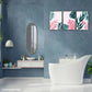 3pcs Green and Pink Leaves Decorative Poster Metal Print Ready to Hang Art