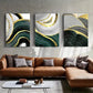 3pcs Gold Green Marble Line Canvas Framed 40x60cm - High Quality Print 100% Australian Made Wall Canvas Ready to Hang