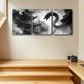 3pcs Chinese Dragon Design with Pagoda & Clouds Metal Print Ready to Hang Art