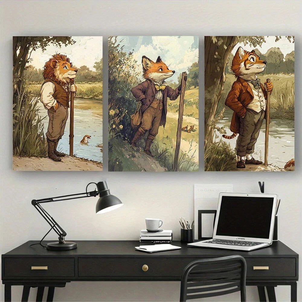 3pcs Animal Rustic Farm Life Themed Metal Print Ready to Hang Art