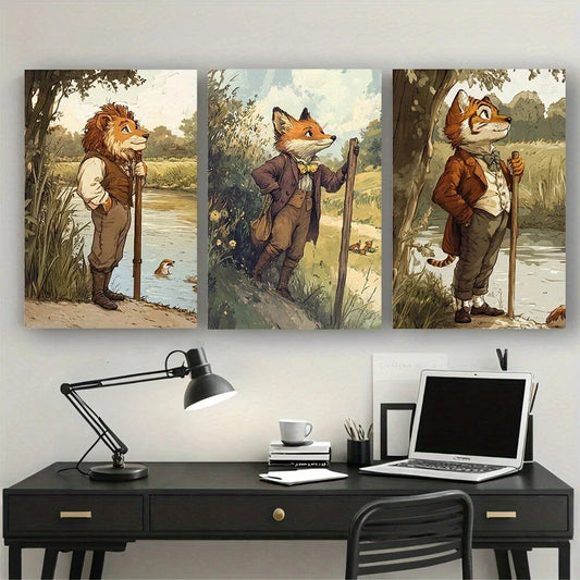 3pcs Animal Rustic Farm Life Themed Metal Print Ready to Hang Art