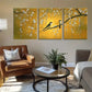 3pcs Birds & White Flowers on Yellow Perfect Wall Art Set Canvas Framed 40x60cm - High Quality Print 100% Australian Made Wall Canvas Ready to Hang