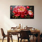Deep Red Pink Peonies Dark Brow Wall Art Canvas Office Home Room Framed 80x45cm