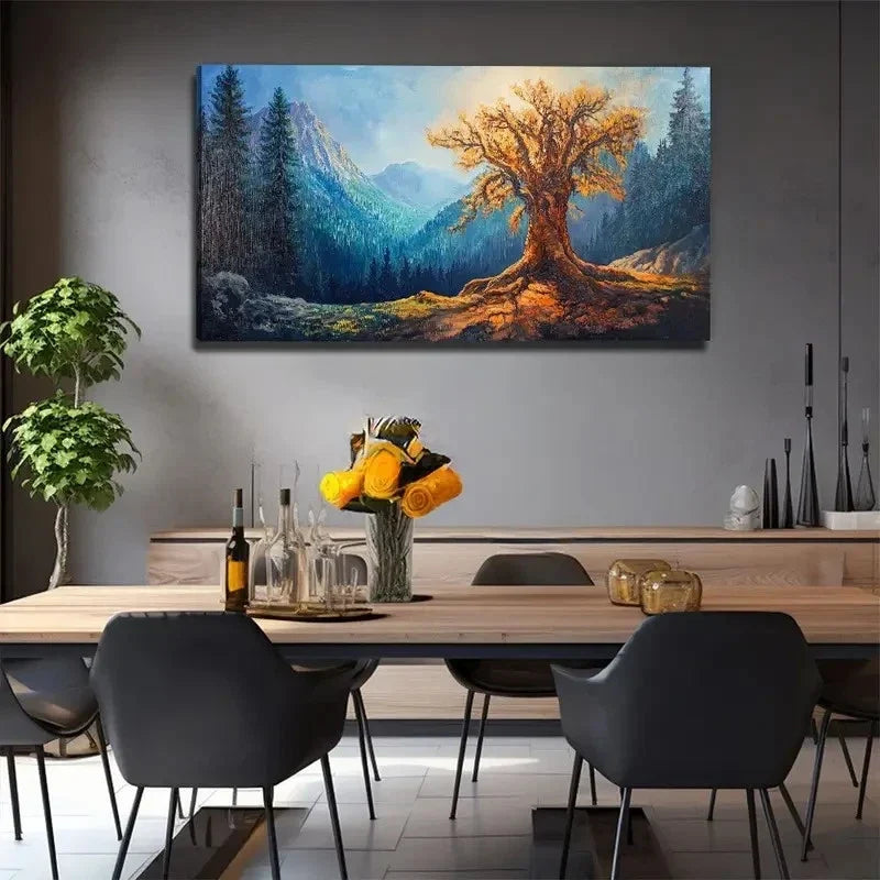 Ancient Tree Nature Landscape Wall Art Canvas Office Home Room Framed 120x60cm