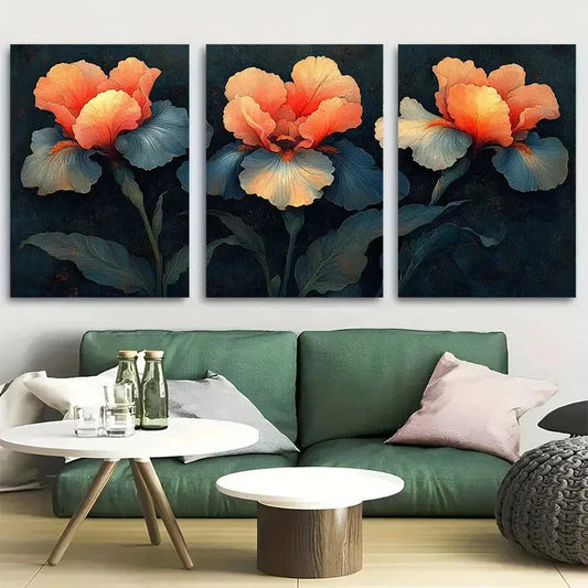3pcs Moody Floral Dark Academia Metal Print Ready to Hang Art