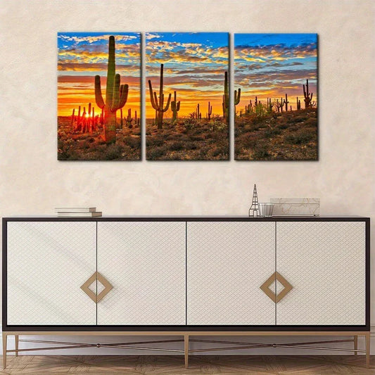 3pcs Wilderness Arizona Sunset Modern Metal Print Ready to Hang Art