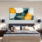 Bold Teal & Mustard Fluid Shape Wall Art Canvas Office Home Room Framed 120x60cm