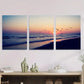 3pcs Beach Sunset Triptych Ocean & Birds Scene Metal Print Ready to Hang Art
