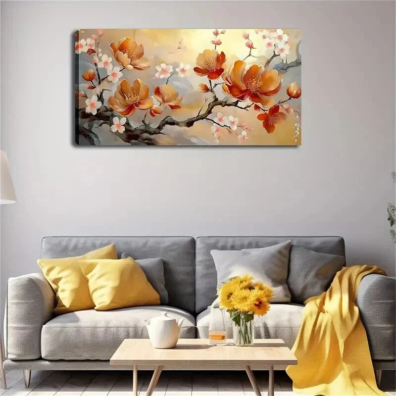 Flowers Distributed Branches Wall Art Canvas Office Home Room Framed 120x60cm