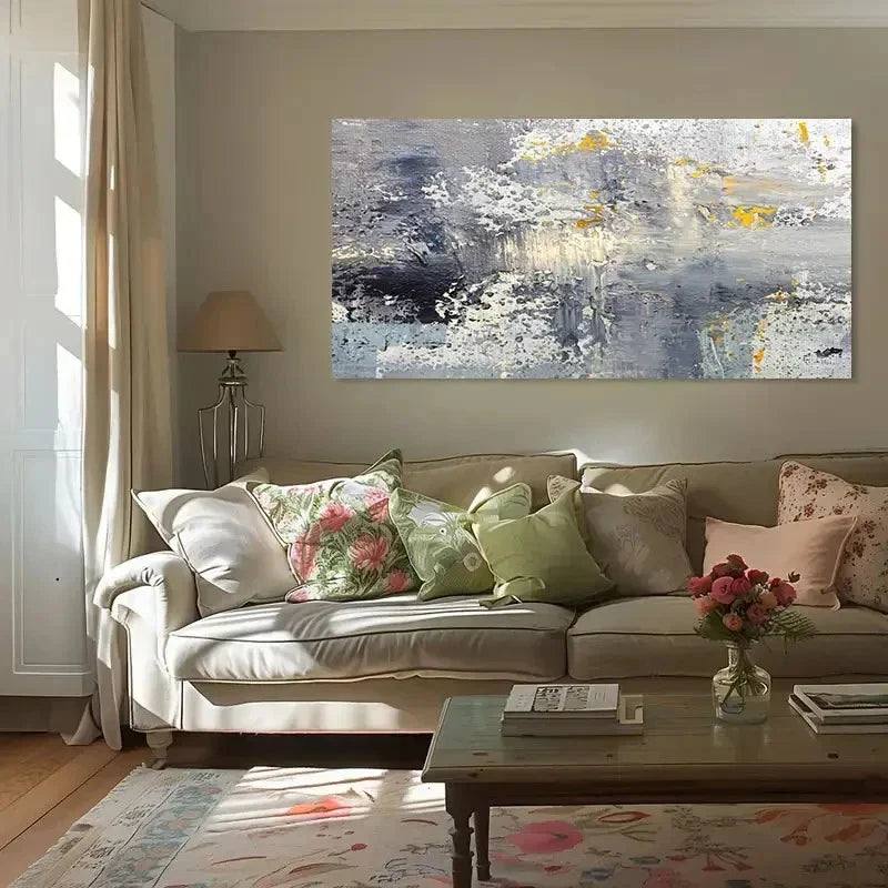 Golden Splatter Design Abstract Wall Art Canvas Office Home Room Framed 120x60cm