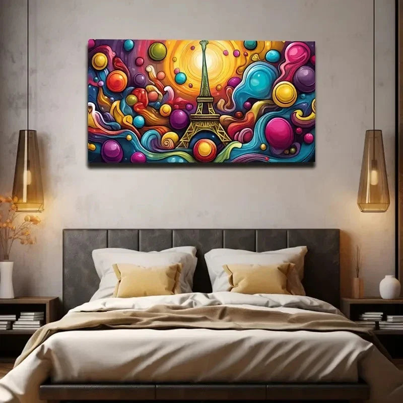 Abstract Cityscape Balloons Wall Art Canvas Office Home Room Framed 120x60cm