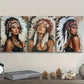 3pcs Indian girls wear feathered headdresses  Wall Art Set Canvas Framed 40x60cm - High Quality Print 100% Australian Made Wall Canvas Ready to Hang