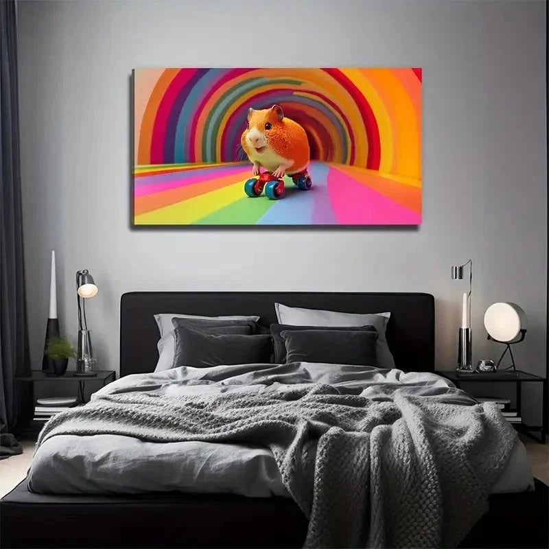 Colorful Design Whimsical Moles Wall Art Canvas Office Home Room Framed 80x45cm